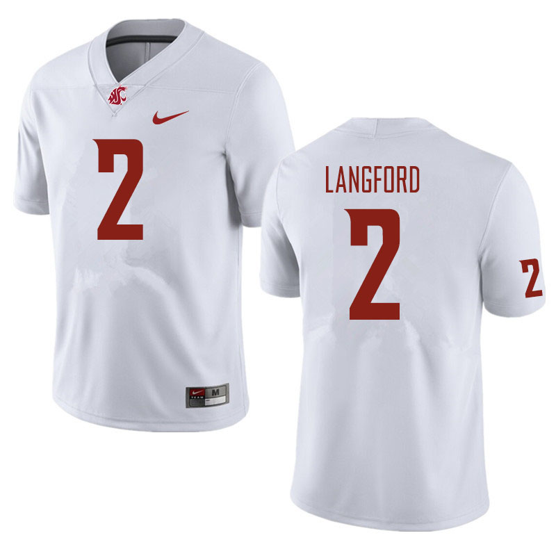 Washington State Cougars #2 Derrick Langford Football Jerseys Sale-White